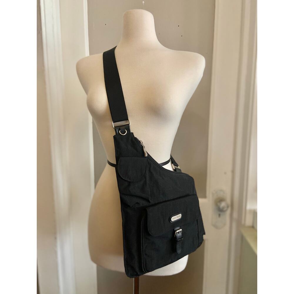 BAGGALLINI Black Slim Nylon Crossbody Bag